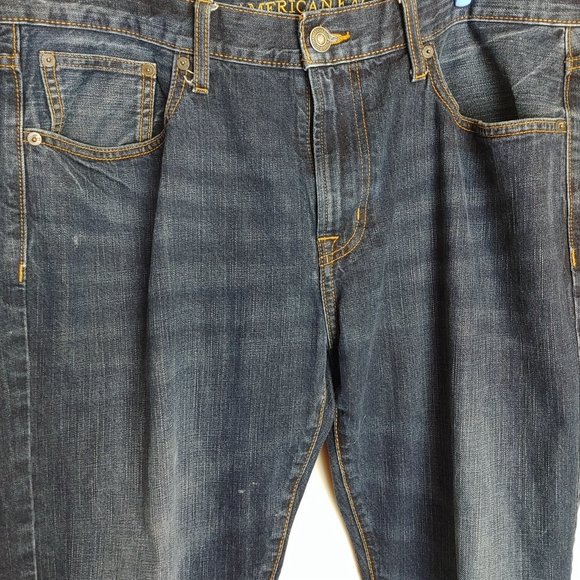 American Eagle Men's Blue Jeans 36x30 Straight Cut Relaxed Fit - Picture 4 of 9